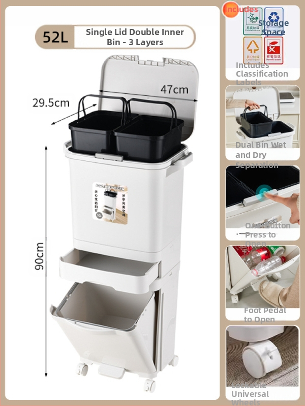 Κάδος απορριμμάτων κουζίνας με καπάκι, άνοιγμα με πάτημα, υλικό PP, χωρητικότητα άνω των 12 λίτρων, κυλινδρικού σχήματος, για οικιακή χρήση