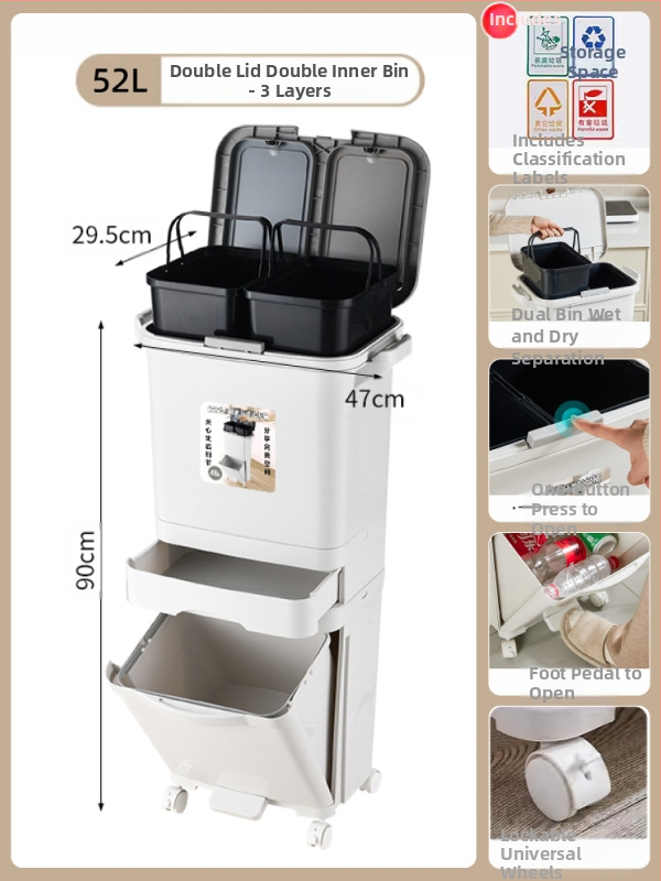 Κάδος απορριμμάτων κουζίνας με καπάκι, άνοιγμα με πάτημα, υλικό PP, χωρητικότητα άνω των 12 λίτρων, κυλινδρικού σχήματος, για οικιακή χρήση