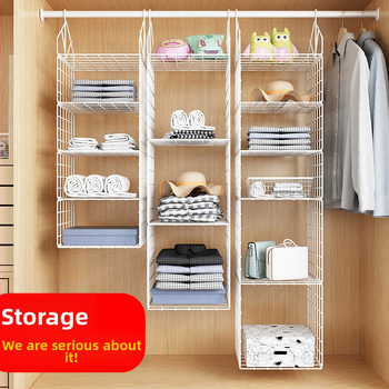 Ντουλάπα με έξι επίπεδα κρεμαστός αποθηκευτικός οργανωτής – μεταλλικός σκελετός από ανθρακούχο ατσάλι, εγκατάσταση με γάντζο, εξοικονόμηση χώρου, κατάλληλο για φοιτητικές εστίες και ταξίδια