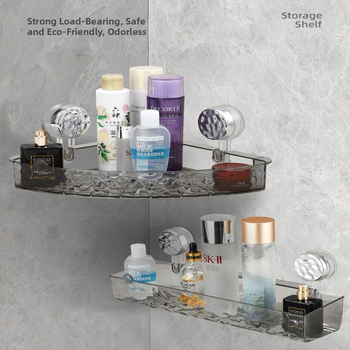 Ράφι αποθήκευσης μπάνιου με βεντούζα, τοίχου | Πλαστικό | Μονής στρώσης | Ελαφρύς πολυτελής | Thriving