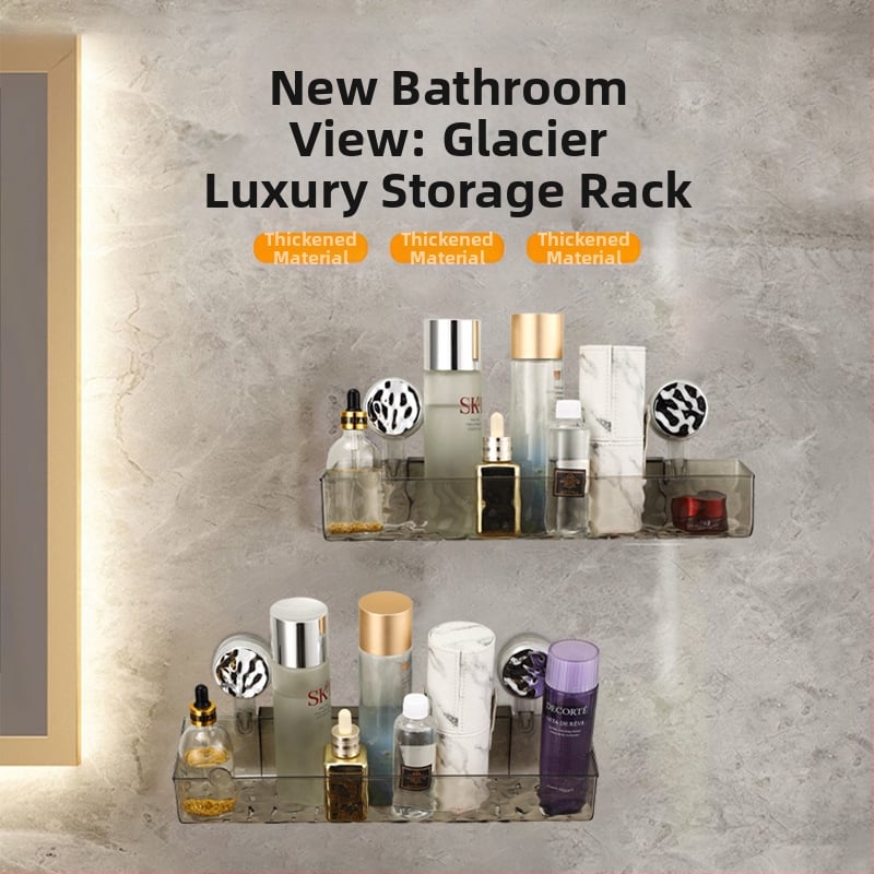 Vannas istabas sienas glabāšanas plaukts ar piesūcēju | Plastmasas | Viens slānis | Viegls luksuss | Thriving