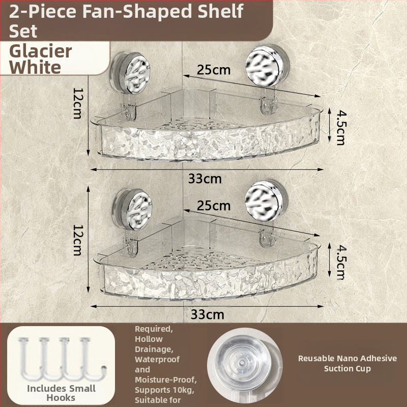 Vannas istabas sienas glabāšanas plaukts ar piesūcēju | Plastmasas | Viens slānis | Viegls luksuss | Thriving