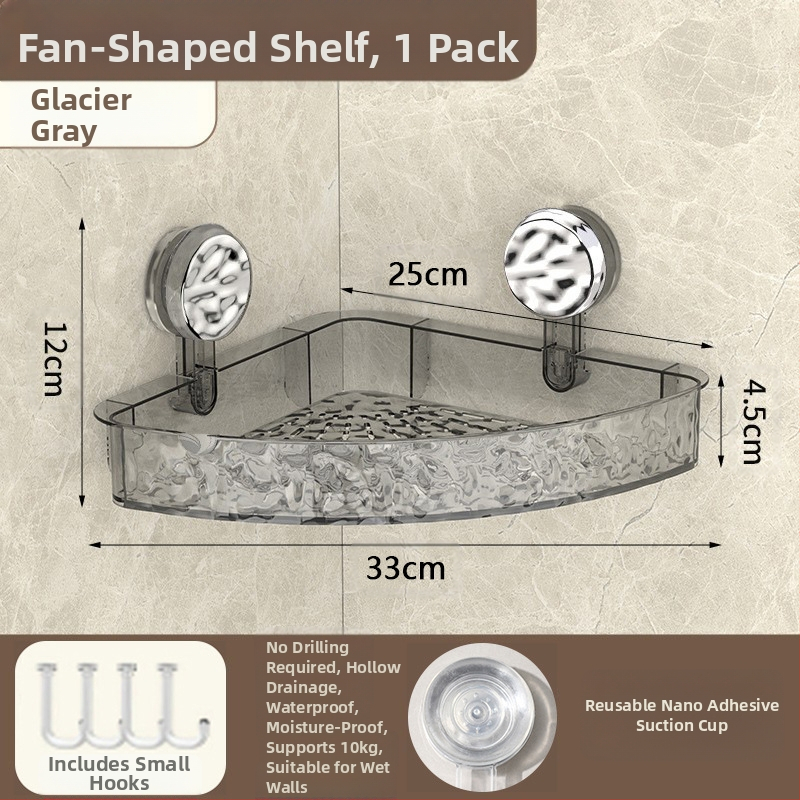 Vannas istabas sienas glabāšanas plaukts ar piesūcēju | Plastmasas | Viens slānis | Viegls luksuss | Thriving