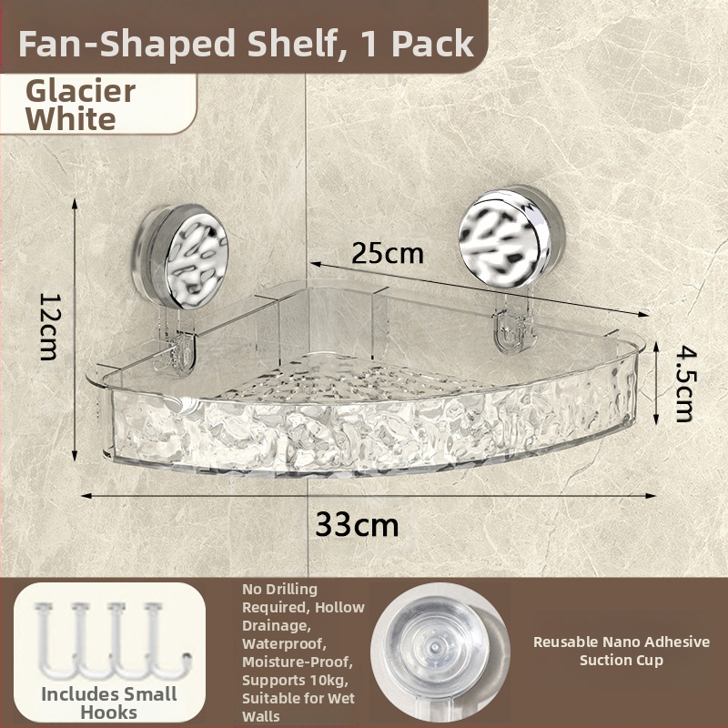 Vannas istabas sienas glabāšanas plaukts ar piesūcēju | Plastmasas | Viens slānis | Viegls luksuss | Thriving