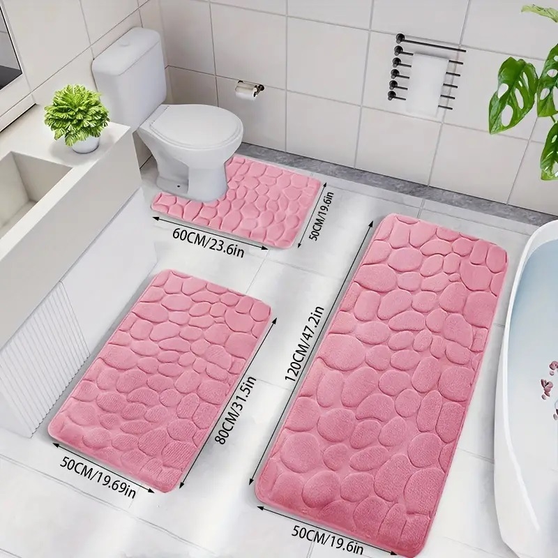 Vonios kilimėlis su reljefiniu akmens raštu, kvadratinės formos, poliesteris, audinys, galima skalbti mašinoje