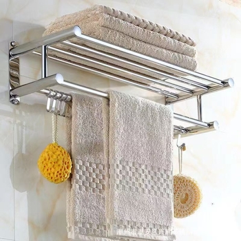 Ράφι για πετσέτες τοίχου, χωρίς διάτρηση, από ανοξείδωτο ατσάλι 304, μοντέρνος σχεδιασμός, Guangkai