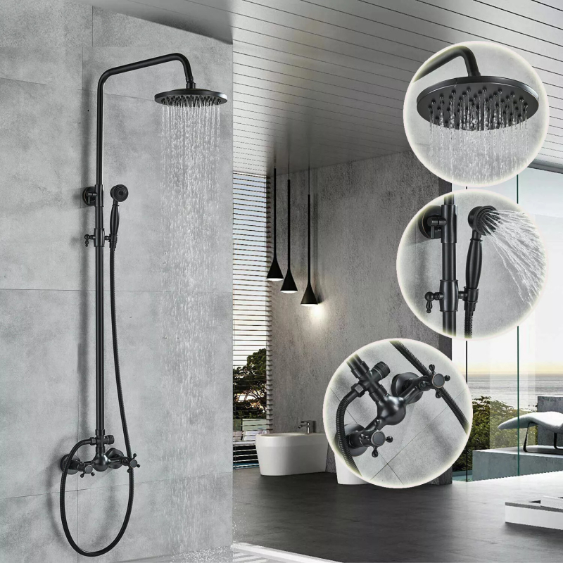 Yaopeng varinis dušo komplektas, sieninis montavimas, apvalios formos, vakuuminis dengimas, funkcijos: purškimas, masažas, lietus