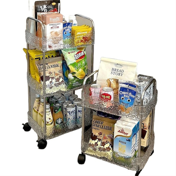 Ακρυλική επιδαπέδια τροχήλατη μονάδα μπάνιου για αποθήκευση, με πολλαπλά ράφια, φορητή