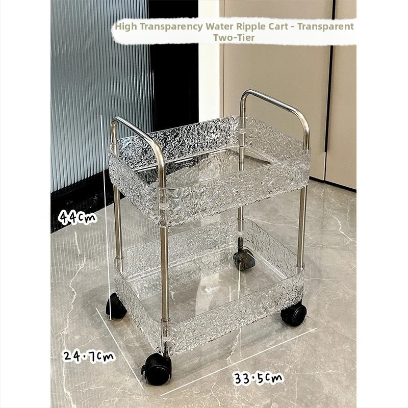 Akrila stacionālais mobilais vannas istabas uzglabāšanas plaukts ar vairākiem plauktiem