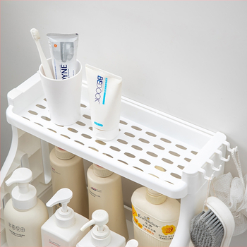 Πλαστικό ράφι μπάνιου με ρόδες, πολυεπίπεδο, για αποθήκευση απορρυπαντικών πλυντηρίου, μοντέρνο μινιμαλιστικό στυλ.