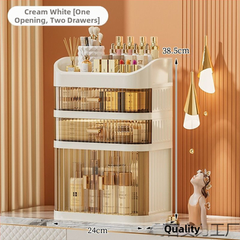 Διάφανη θήκη αποθήκευσης καλλυντικών με πολλαπλά συρτάρια για επιφάνεια γραφείου • πολυπροπυλένιο (PP) • απλός σύγχρονος σχεδιασμός