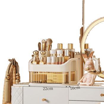 Διάφανη θήκη αποθήκευσης καλλυντικών με πολλαπλά συρτάρια για επιφάνεια γραφείου • πολυπροπυλένιο (PP) • απλός σύγχρονος σχεδιασμός