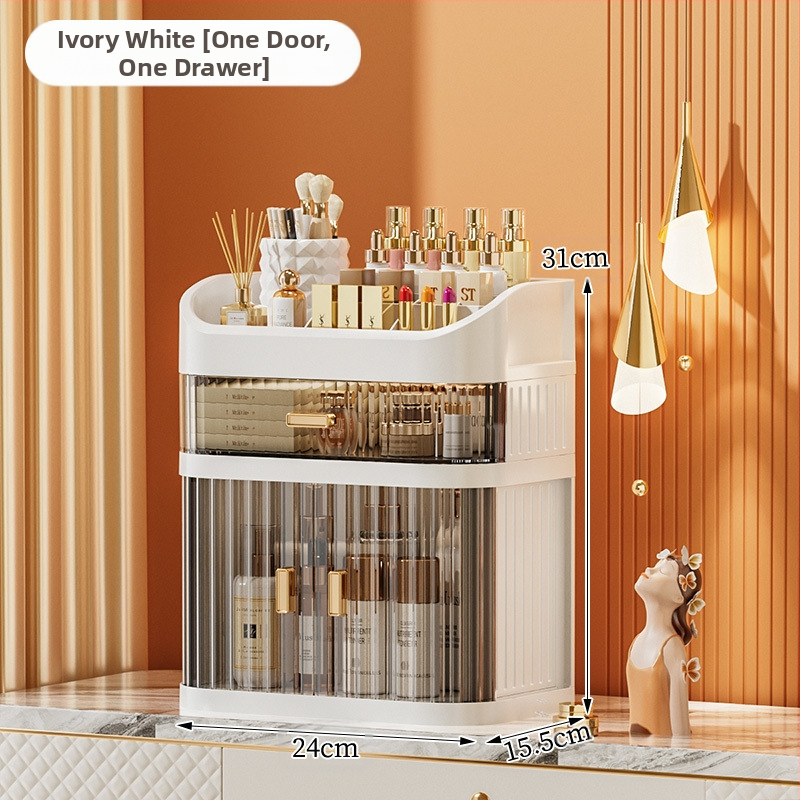 Átlátszó kozmetikai tároló doboz többszintű fiókos asztali tároló • polipropilén (PP) • egyszerű, modern dizájn