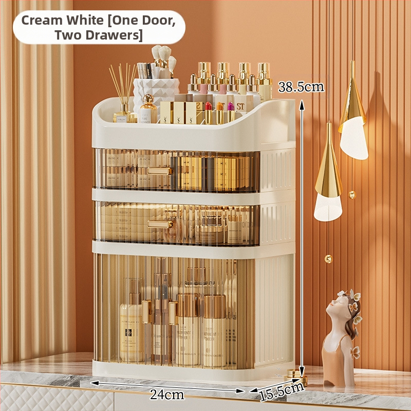 Átlátszó kozmetikai tároló doboz többszintű fiókos asztali tároló • polipropilén (PP) • egyszerű, modern dizájn