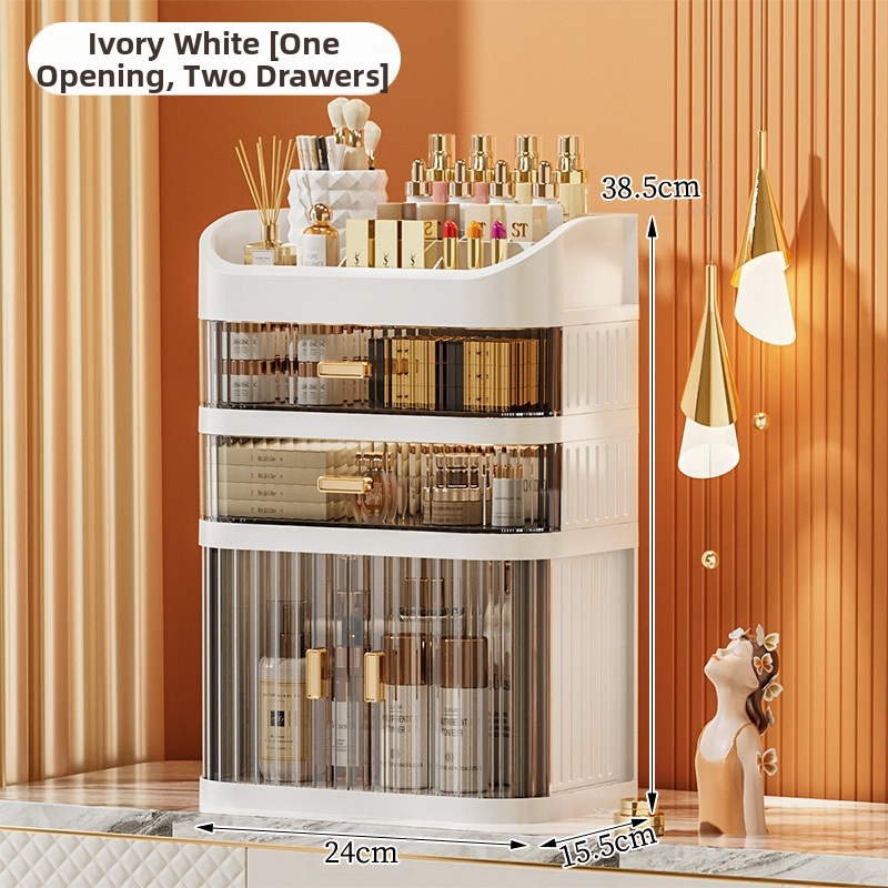 Átlátszó kozmetikai tároló doboz többszintű fiókos asztali tároló • polipropilén (PP) • egyszerű, modern dizájn