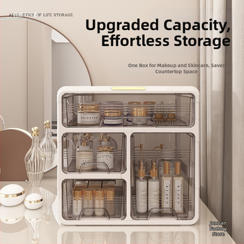 Κουτί αποθήκευσης καλλυντικών με διαμερίσματα για κραγιόν, μάσκες και πινέλα — οργανωτής κομοδίνου με συρτάρι, 18L χωρητικότητα, μοντέλο 985, ιαπωνικού στυλ