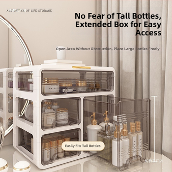 Κουτί αποθήκευσης καλλυντικών με διαμερίσματα για κραγιόν, μάσκες και πινέλα — οργανωτής κομοδίνου με συρτάρι, 18L χωρητικότητα, μοντέλο 985, ιαπωνικού στυλ