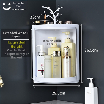 Ράφι γωνίας μπάνιου που περιστρέφεται, τοποθετείται στον τοίχο, χωρίς διάτρηση, τριγωνικός σχεδιασμός, κατασκευή από πλαστικό, Nordic στυλ, CE πιστοποίηση