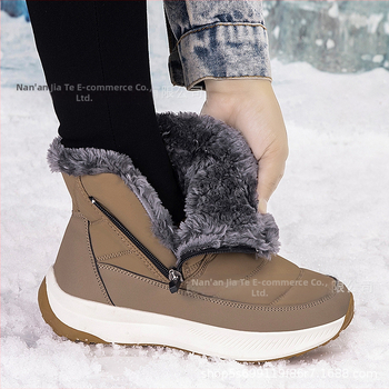 Sieviešu sniega zābaki ar augstu augšu, iekšējā mākslīgā kažokāde, sānu rāvējslēdzējs, auduma augšdaļa, TPR zole