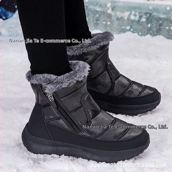 Sieviešu sniega zābaki ar augstu augšu, iekšējā mākslīgā kažokāde, sānu rāvējslēdzējs, auduma augšdaļa, TPR zole