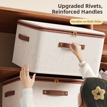 Tianshan kokvilnas un lina ar aizdari glabāšanas kaste ar vāku — saliekama, pārnēsājama, izturīga pret putekļiem un mitrumu, tilpums 42 L