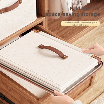 Tianshan kokvilnas un lina ar aizdari glabāšanas kaste ar vāku — saliekama, pārnēsājama, izturīga pret putekļiem un mitrumu, tilpums 42 L