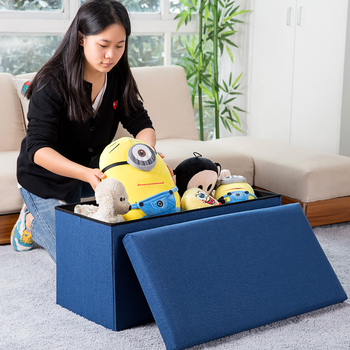 Λινή αποθηκευτική σκαμπό με καπάκι, αναδιπλούμενο, ιαπωνικού στυλ, 120 kg αντοχή φόρτωσης