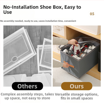 Κουτί παπουτσιών με καπάκι, Oxford ύφασμα + PP πλάκα, αναδιπλούμενο με διαχωριστικά, 18L χωρητικότητα