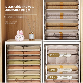 Drēbju skapja uzglabāšanas kārba ar atvilktnēm, 18L, PP plastmasa, JM9101