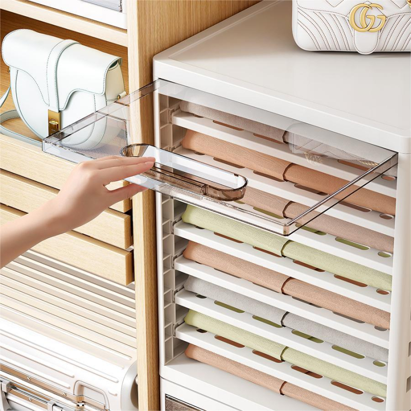 Drēbju skapja uzglabāšanas kārba ar atvilktnēm, 18L, PP plastmasa, JM9101