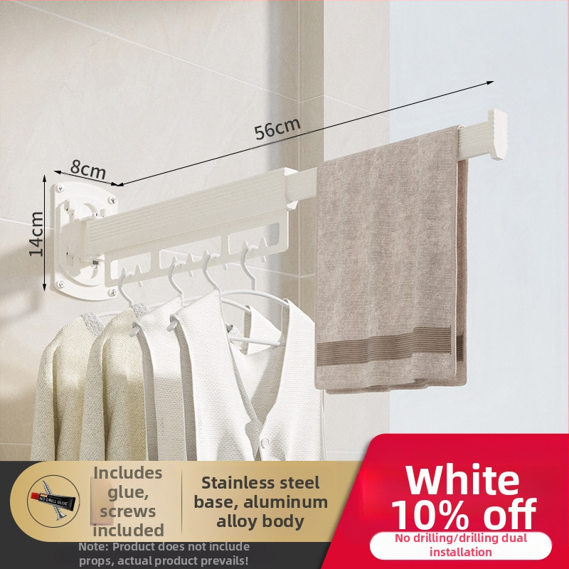 Стенна закачалка за сушене на дрехи, алуминий и неръждаема стомана, сгъваема и прибираща се, модерен минималистичен дизайн