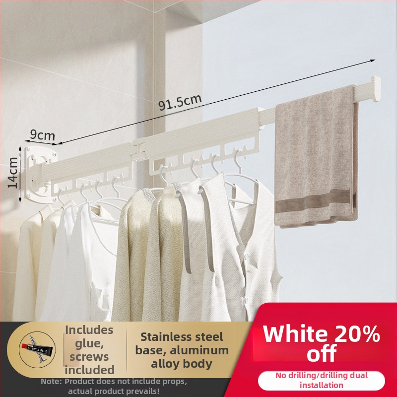 Стенна закачалка за сушене на дрехи, алуминий и неръждаема стомана, сгъваема и прибираща се, модерен минималистичен дизайн