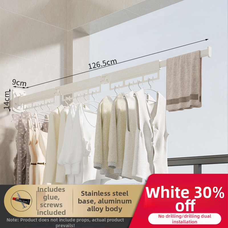 Стенна закачалка за сушене на дрехи, алуминий и неръждаема стомана, сгъваема и прибираща се, модерен минималистичен дизайн