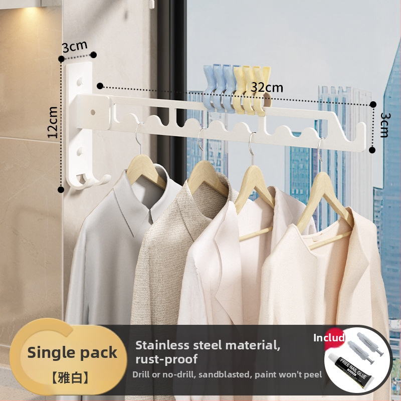 Стенна закачалка за сушене на дрехи, алуминий и неръждаема стомана, сгъваема и прибираща се, модерен минималистичен дизайн