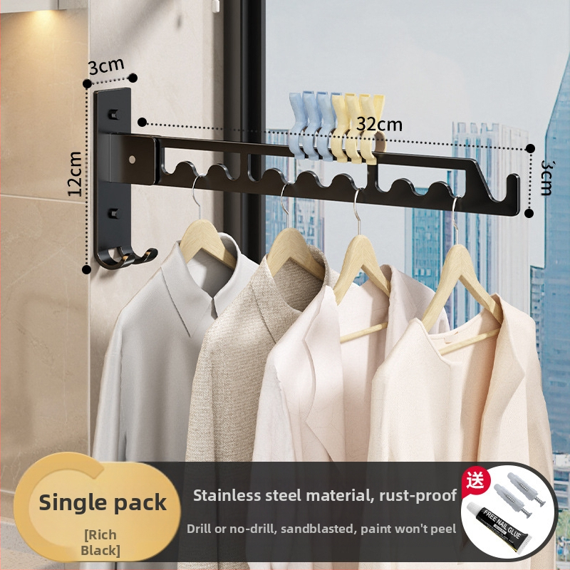 Стенна закачалка за сушене на дрехи, алуминий и неръждаема стомана, сгъваема и прибираща се, модерен минималистичен дизайн