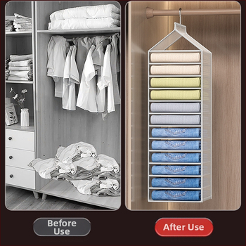 Κρεμαστό ράφι αποθήκευσης για ντουλάπα, βαμβακερό ύφασμα, ιαπωνικού στυλ, μοντέλο 985