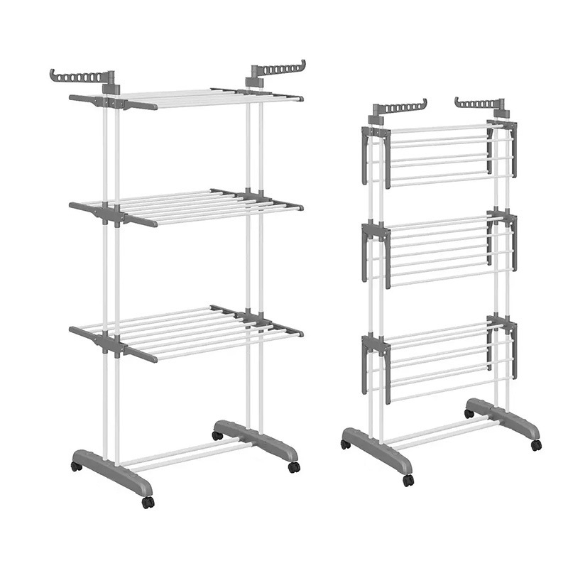 Összecsukható álló ruhaszárító állvány több szinttel – levehető, anyaga: fém, műanyag és PP