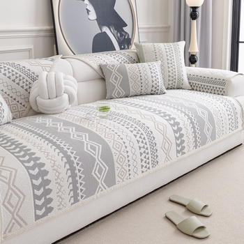 Jégselyem kanapé párna háromüléses kanapéhoz, csíkos vagy egyszínű mintával, modern minimális stílus, porvédő huzat/kanapéfedél