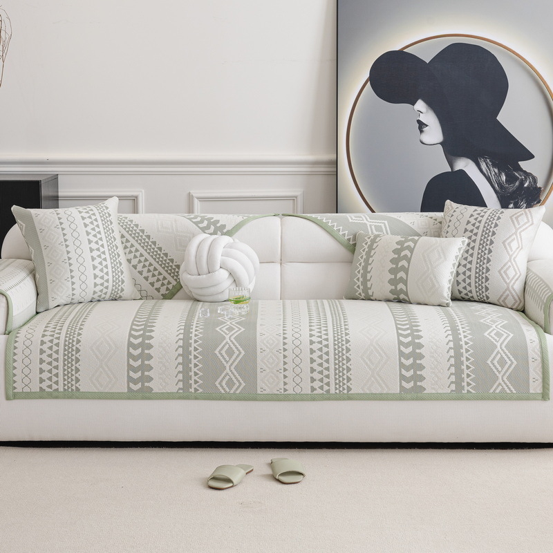 Jégselyem kanapé párna háromüléses kanapéhoz, csíkos vagy egyszínű mintával, modern minimális stílus, porvédő huzat/kanapéfedél