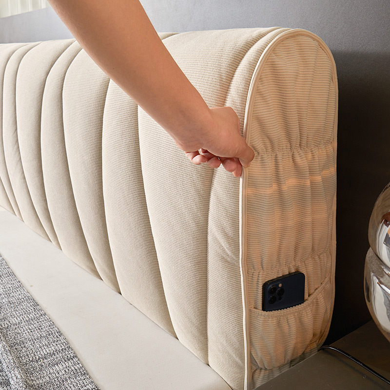 Κάλυμμα κεφαλαριού κρεβατιού με επένδυση φλίς γάλακτος, παχιά μαλακή επικάλυψη, ευρωπαϊκού στυλ πίσω, προστασία από σκόνη