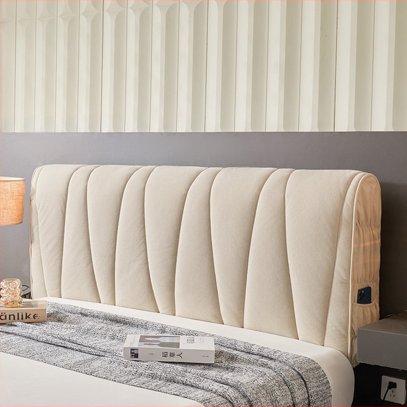 Κάλυμμα κεφαλαριού κρεβατιού με επένδυση φλίς γάλακτος, παχιά μαλακή επικάλυψη, ευρωπαϊκού στυλ πίσω, προστασία από σκόνη