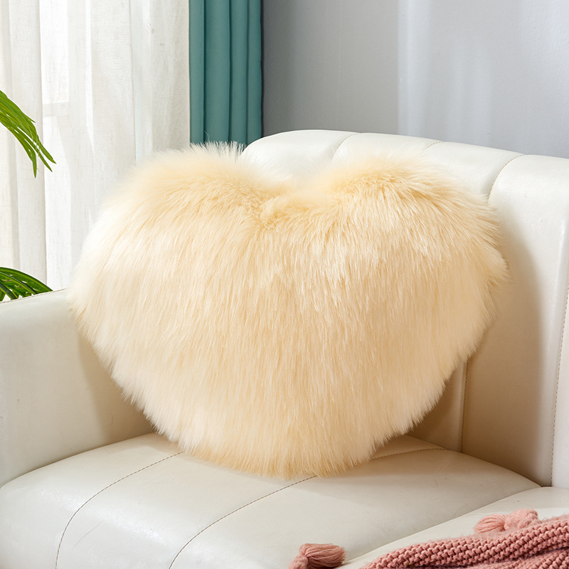 Μαξιλάρι καρδιάς από βελούδινο ύφασμα, Σκανδιναβικό INS στιλ, ύφανση συνθετικού μαλλιού, μονόχρωμο, μαξιλάρι καναπέ για σαλόνι — Μάρκα Xuan yunxiu