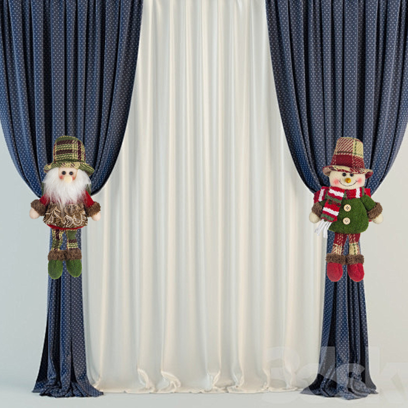 Zavjesna kopča s božićnim snježnjakom i jelom, poliester, marka Chihiro, IP odobrenje: Ne