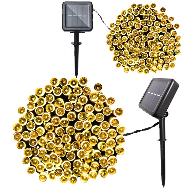 Ηλιακή LED σειρά, 8 λειτουργιών, εξωτερικά διακοσμητικά φώτα κήπου για χριστουγεννιάτικη χρήση (200 LED, IP44, 3000K, 200 lm)