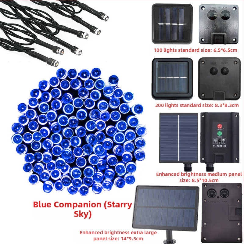 Ηλιακή LED σειρά, 8 λειτουργιών, εξωτερικά διακοσμητικά φώτα κήπου για χριστουγεννιάτικη χρήση (200 LED, IP44, 3000K, 200 lm)