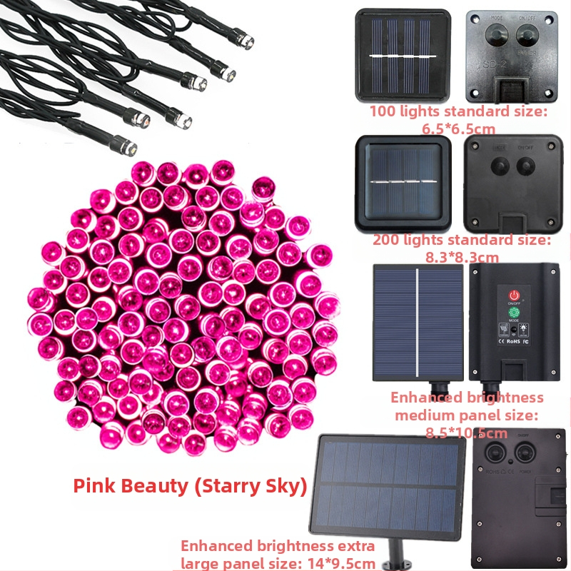 Ηλιακή LED σειρά, 8 λειτουργιών, εξωτερικά διακοσμητικά φώτα κήπου για χριστουγεννιάτικη χρήση (200 LED, IP44, 3000K, 200 lm)