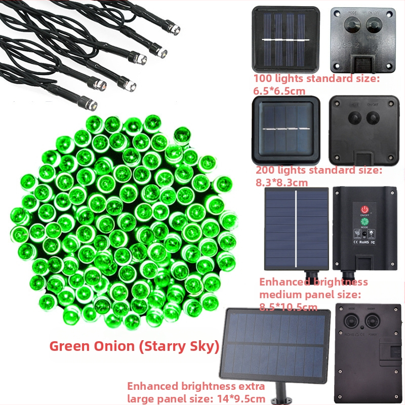 Ηλιακή LED σειρά, 8 λειτουργιών, εξωτερικά διακοσμητικά φώτα κήπου για χριστουγεννιάτικη χρήση (200 LED, IP44, 3000K, 200 lm)