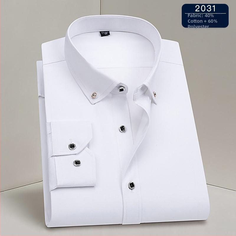 Риза – бизнес стил, квадратна яка, дълги ръкави, полиестерна смес, машинно пране, устойчива на намачкване