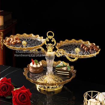 Πλαστικό πιάτο φρούτων και επιδορπίου με επίχρυσο φινίρισμα, στιλ ήπιας πολυτελείας, ποιοτικό προϊόν, μη εισαγόμενο