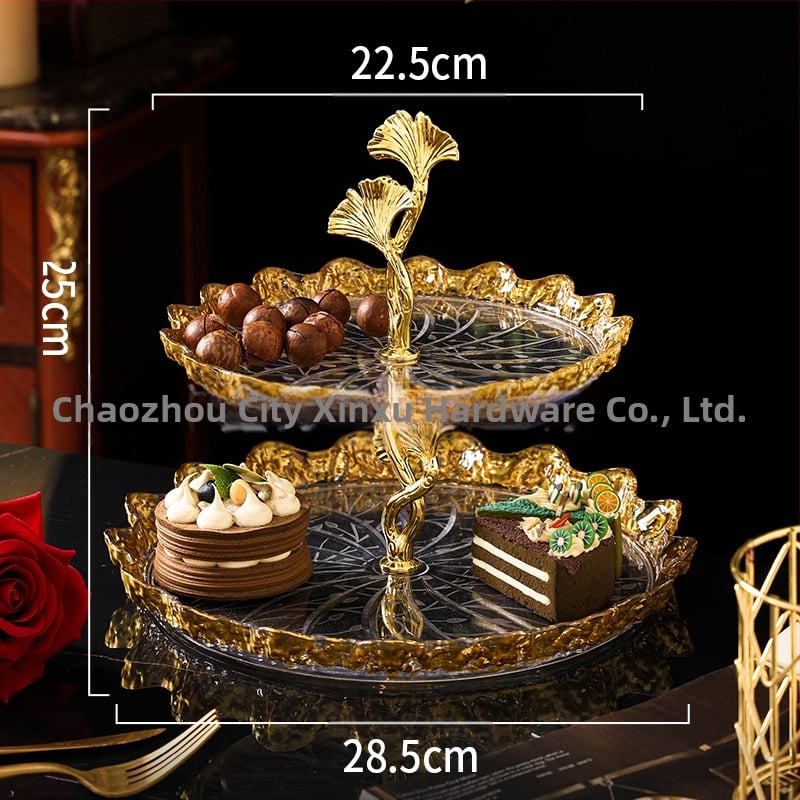 Πλαστικό πιάτο φρούτων και επιδορπίου με επίχρυσο φινίρισμα, στιλ ήπιας πολυτελείας, ποιοτικό προϊόν, μη εισαγόμενο